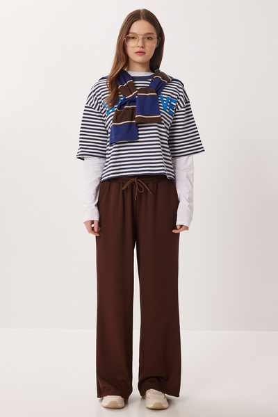 Lovelyİstanbul Geniş Paça Modal Eşofman Altı LHİ0006 KAHVERENGİ