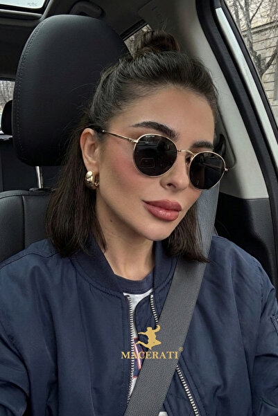 MACERATİ نظارات شمسية بيكون أوفال جولد بلاك راوند للجنسين