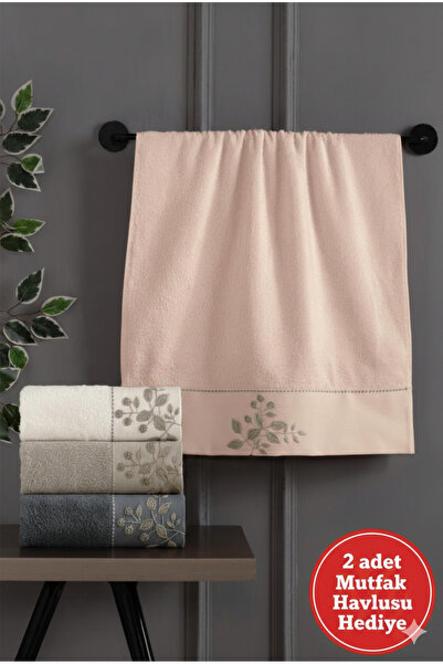 Altınbaşak (4.lü Kutulu Set) Premium Bambu 50x90cm. Çeyizlik 3d Nakışlı El Yü...