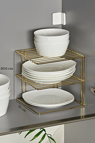 Edora Home ذهبي 3 طبقات - خزانة معدنية متعددة الأغراض من الفولاذ المقاوم للصدأ