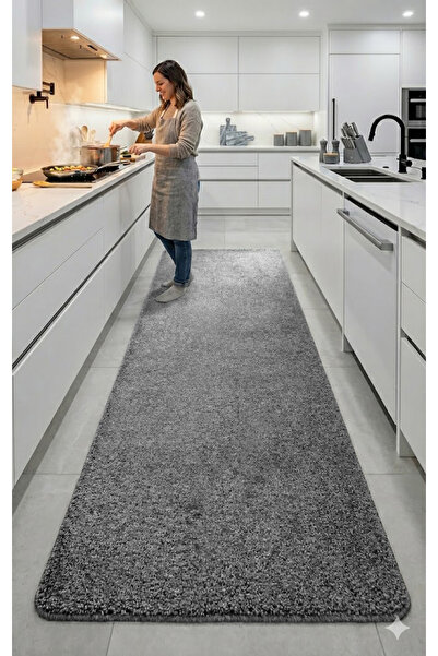 EUROBANO Shaggy Machine Made Washable Non-Slip Sole Runner Rug Living Room Ru...