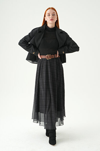 Rays 8458A Fusta din șifon cu curea, neagră