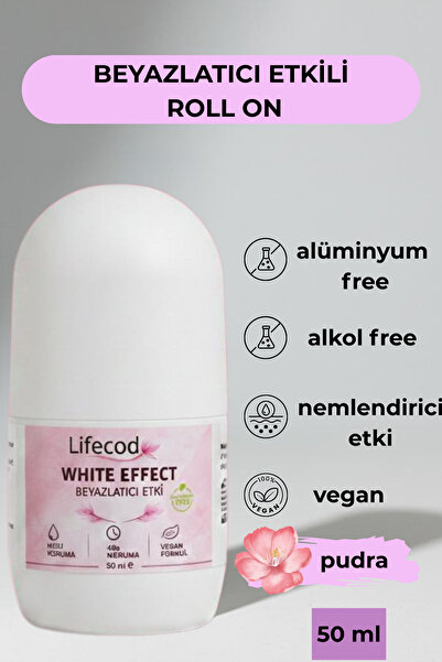 LİFE CODE Alüminyumsuz Beyazlatıcı Etkili Roll on 50 ml Pudra Kokusu Skin Care