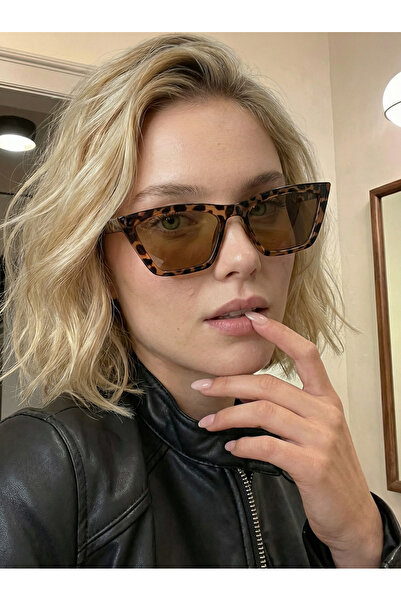 funeyes Toscana Leopard Cat Eye Slanted Leopard Print Trend Women's Sunglasse...