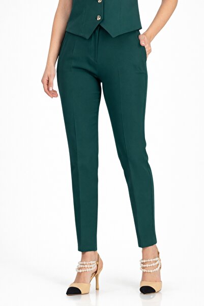 StarShinerS Women's tapered fabric pants with high waist and side pockets
