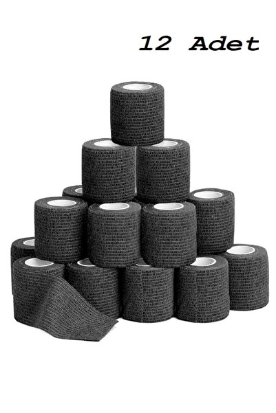 Dedeks Bandaj adeziv elastic Coban, autoadeziv, culoare neagră, 12 bucăți Cob...