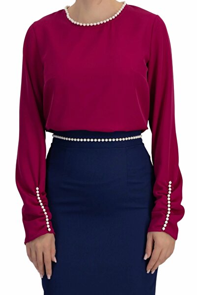 StarShinerS Bluza Rafinata cu Croiala Relaxata si Detalii Perlase la Mansete