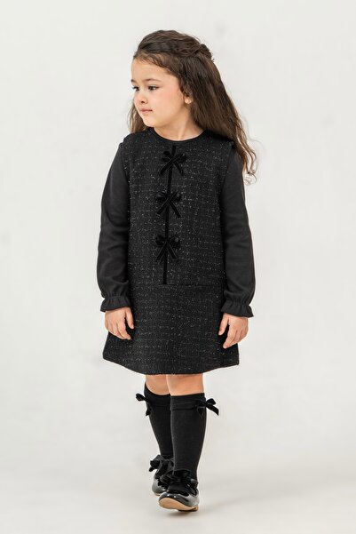 Minoviababykids Kız Bebek Çocuk Tüvit Elbise ve Uzun Kollu Badi Takımı