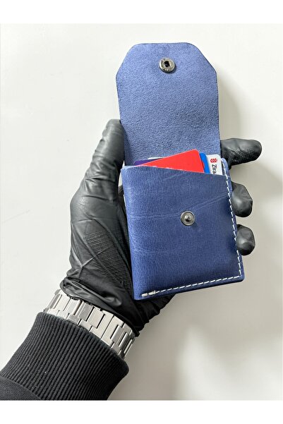 NZCLUB Hakiki Crazy lacivert Deri Şık Kaliteli Kartlık Cüzdan