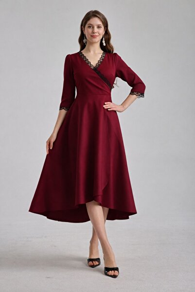 MAG FASHİON فستان سهرة لحفلات التخرج، ياقة مزينة بالدانتيل، تصميم غير متماثل،...