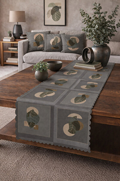 SasoHome Alergăr decorativ imprimat digital cu model de frunze suprarealist p...