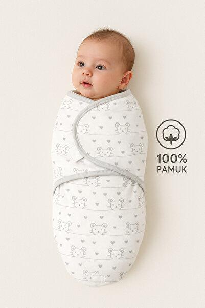 Mimocan 0-4 Ay Bebek İçin %100 Pamuk Kundak, Cırt Cırtlı, Yumuşak Penye Kumaş...