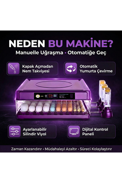 NY TİCARET Mak 130 Yumurtalık Otomatik Kuluçka Makinesi Dijital Isı Kontrol Civciv Bıldırcın Kaz Ördek Tavuk
