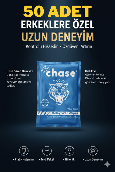 Chase Erkekler için Uzun Deneyim Rötar Mendil 50 Adet