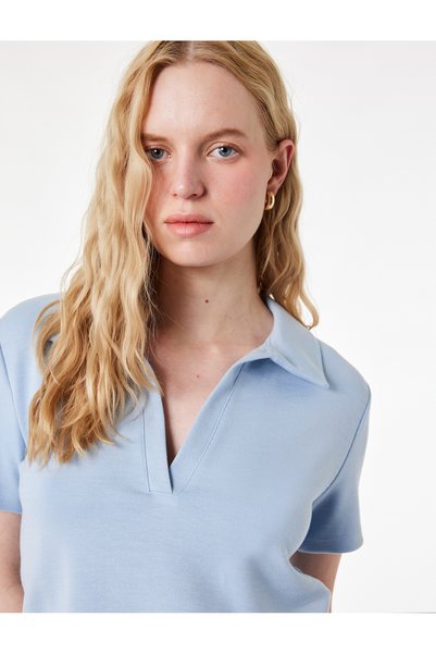 Koton Regular Fit Kısa Kollu Kesik Polo Yaka Tişört