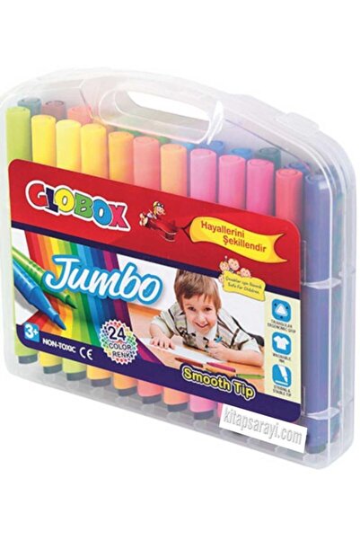 Globox Jumbo Triangle Felted Pen Plastic Box 24 Colors