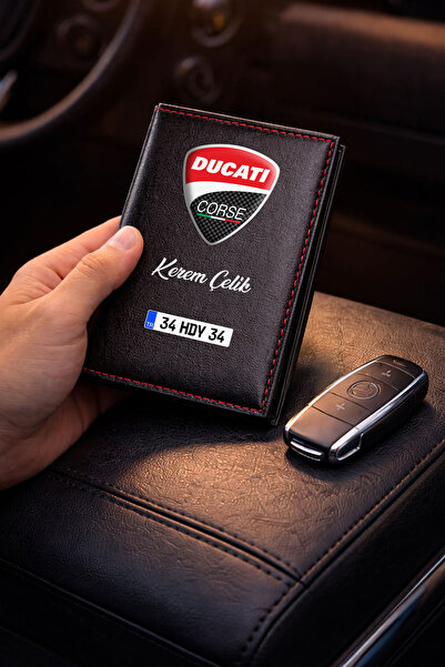 HEDİYEDİYE Kişiye Özel Ducati Logolu Termo Deri Ruhsat Kabı