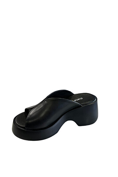 Castle Black 42614 Γυναικείες καλοκαιρινές παντόφλες από γνήσιο δέρμα Μαύρο