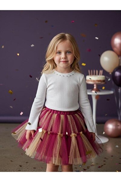 Zekids Μπλούζα για κορίτσια με βαμβακερή επένδυση και κεντημένη πέτρα με μακρ...