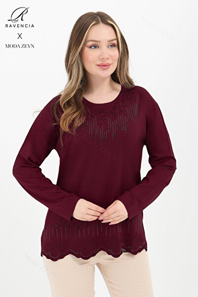 Ravencia Bluză de damă din viscoză, din bumbac pieptănat, cu model picături d...