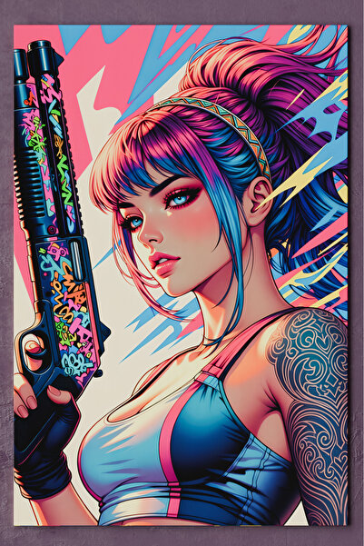 - Trigger Candy - Özel Tasarım Modern Dekoratif Kanvas Tablo Salon Duvar Dekoru