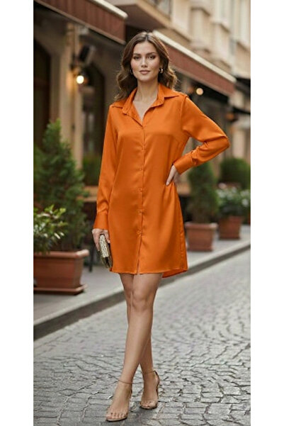 B&T MODA Saten Gömlek Mini Elbise / Uzun Tunik
