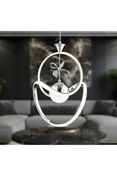 AVİZEM OSRA 3RENK YANAN LEDLİ TEKTOP SARKIT AVİZE KROM