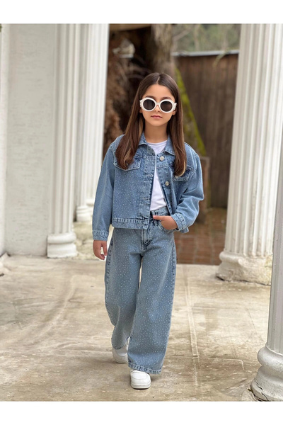 DUDOR KİDS ΚΟΡΙΤΣΙΣΤΙΚΟ ΣΕΤ ΠΛΗΡΕΣ ΚΟΜΜΑΤΙ ΜΕ ΠΕΤΡΑΔΙΑ ΚΑΙ ΜΠΛΕ ΤΖΙΝ ΠΑΝΤΕΛΟΝ...