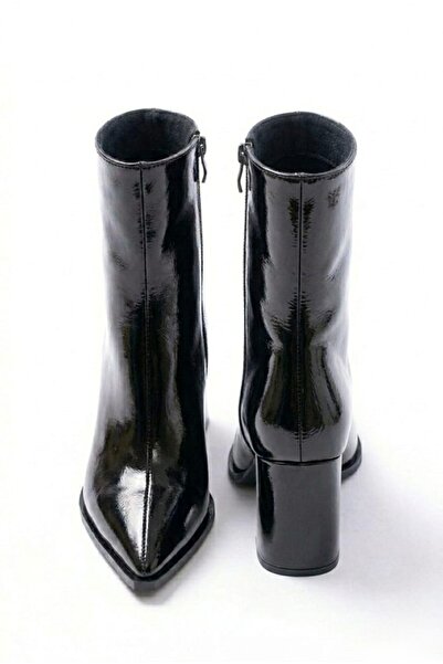 simplicity Ботуши с остри върхове, дебел ток, цип отстрани, набръчкана кожа, ...