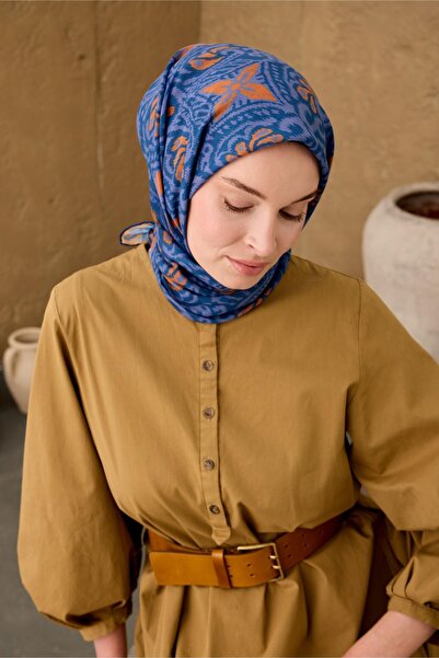 Silk Home Eșarfă subțire din bumbac moale, albastru-închis-portocaliu-violet,...