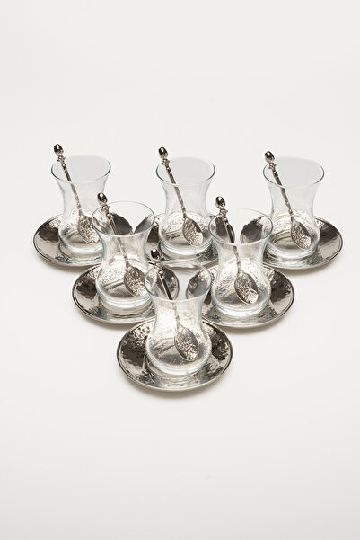 DMT COPPER HOME Gaziantep Bakır El Dövmesi Çay Seti Takımı&Çay Sunum Setİ 6 k...