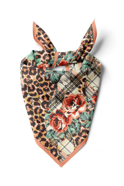 Modabutik V25 Leopar ve Gül Desenli Bandana