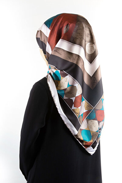VİOLLA Twill Geometrik Mermer Desenli Siyah Renkli 90x90 Eşarp (İpek İçermez)...