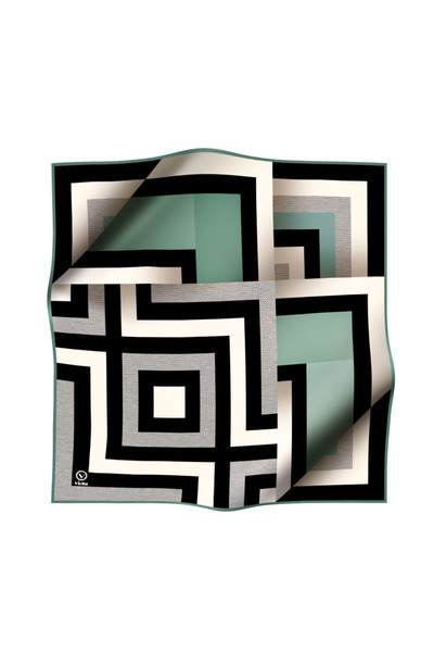 VİOLLA Twill Geometrik Desenli Mint Yeşiliı Renkli 90x90 Eşarp (İpek İçermez)...