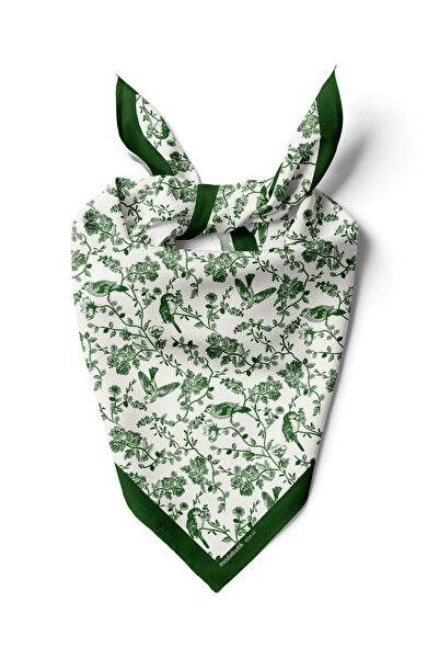 Modabutik Kadın Garden Desenli Bandana 50x50 Yeşil DG0214-22 Snz