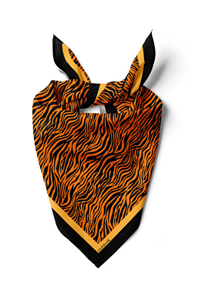 Modabutik G58 Kadın Turuncu Tiger Desenli 55x55 Bandana HYL DG0710-22