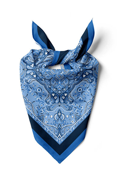 Modabutik Kadın Mavi Lacivert Dear Desenli 50x50 Bandana