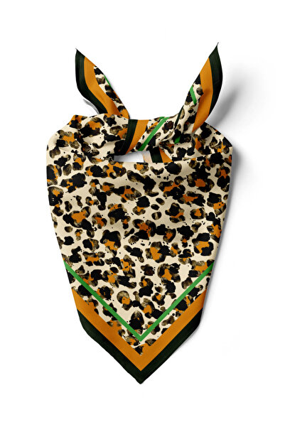 Modabutik F19 Kadın Kahve Suluboya Desenli 50x50 Bandana