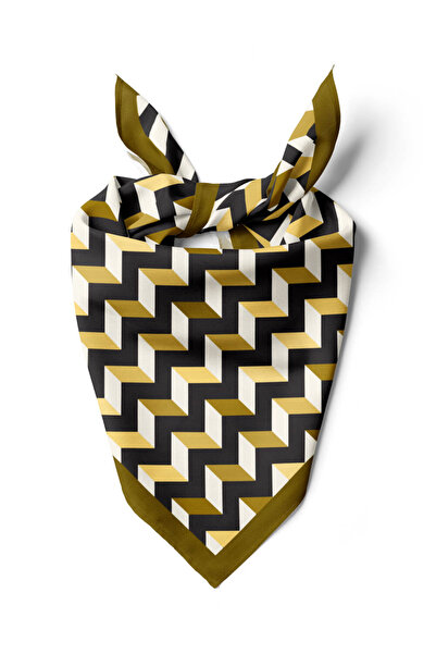 Modabutik D120 Kadın Üçgen Desenli Bandana 50x50 Sarı DG0328-22