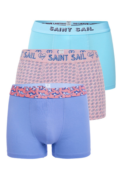 Saint Sail Set de 3 boxeri pentru bărbați, cu țesătură flexibilă din bumbac ș...