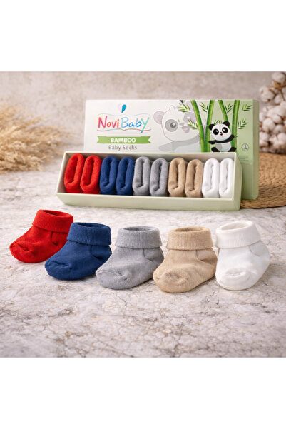 Novibaby عبوة من 5 جوارب للأطفال حديثي الولادة من الخيزران I Cold Weather I ج...