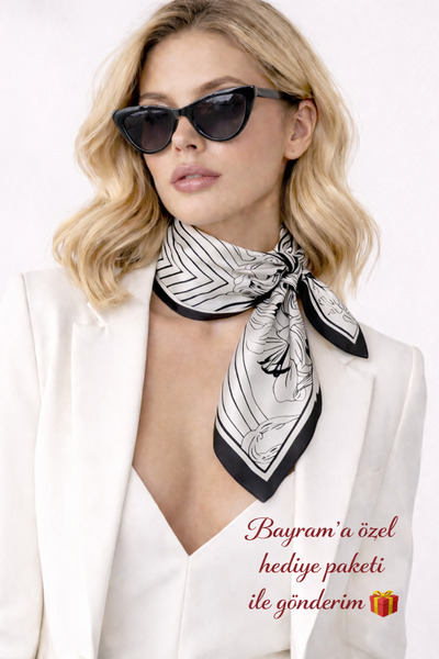 Bermody Bandana pentru femei 50x50 Eșarfă pătrată din raion, cu cusături ital...