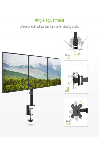 Techly Masa Destekli Üçlü Monitör Ve Tv Standı (kelepçeli) 13-24 Inç