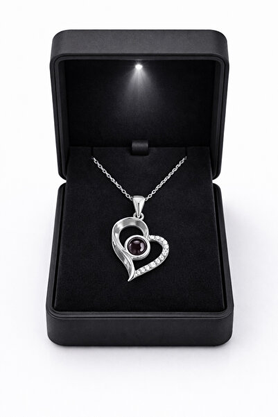 ÇEKİRDEK JEWELRY 925 Ayar Gümüş Yuz Dilde Seni Seviyorum Kolye Özel Işıklı Ku...