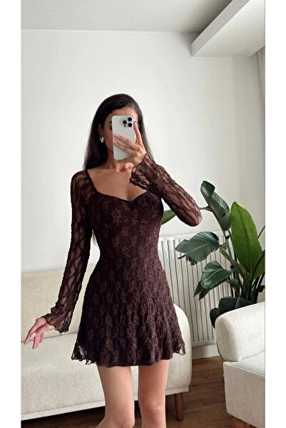 DAME Rochie de damă din dantelă căptușită fără bretele