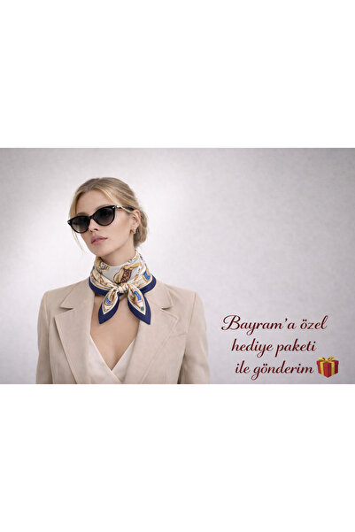 Bermody Bandana pentru femei 50x50 Eșarfă pătrată din raion, cu cusături ital...