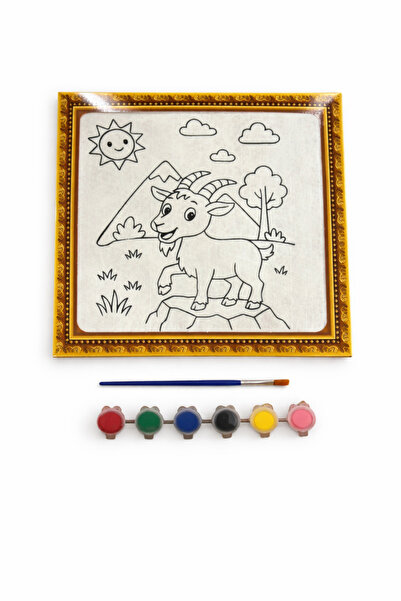 GÜÇLÜ Çocuklar İçin Keçi Desenli Tuval Boyama Seti | Kanvas Resim Boyama Kiti...