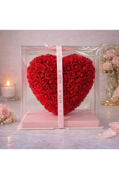 velve Aranjament floral tip Inima, cu trandafiri din spuma, realizat hand-mad...