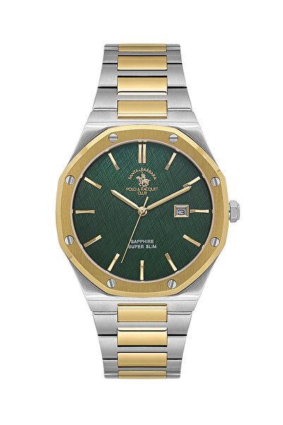 Santa Barbara Polo & Racquet Club Noble Silver and Gold Stainless Steel Watch...
