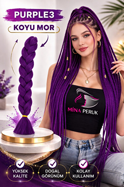 Mina Peruk Sentetik Örgülük Saç X-Pression 100 Gr. - Koyu Mor / PURPLE-3